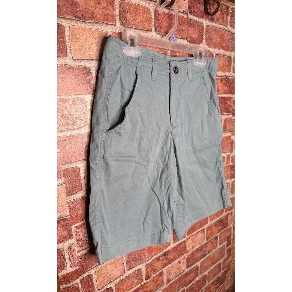 True Craft Boys Chino Shorts Size 14 Light Blue Grey Flat Front Cotton Twill